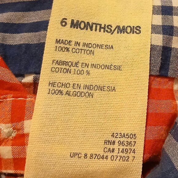 Baby OshKosh B'gosh 6 Months Red & Blue Plaid Long Sleeve Onesie Infant - Picture 4 of 7